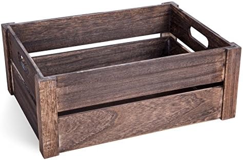 Greenleaves Brown Wooden Apple Crates Retail Display Shelf Box Storage Hamper (3, Medium)