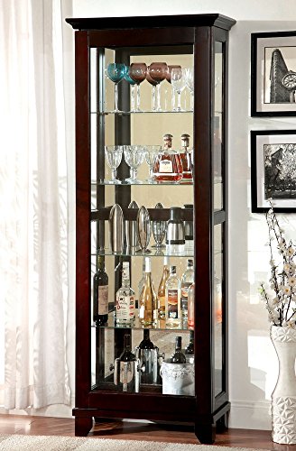 Furniture of AmericaLudden Dark Walnut Curio Cabinet Storage and Organization