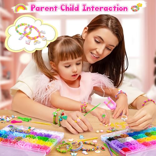CGBOOM 5000+ Loom Bands Set, 62 Colours, 2 Boxes, Loom Bands, Rubber Bands for Bracelets with More Accessories, Gift Girls 5 6 7 8 9 10 Years, Birthday Gift Girls Craft Set Children