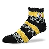 For Bare Feet NFL RMC Pro Stripe Fuzzy Sleep Socks-One Size Fits Most-Pittsburgh Steelers