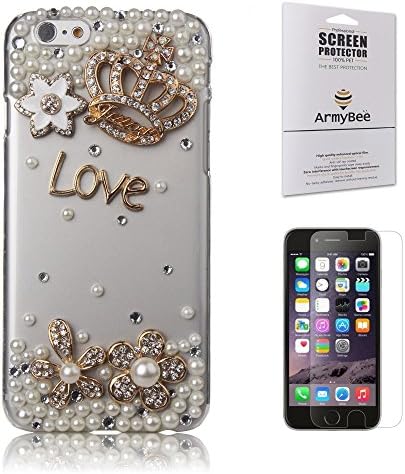 iPhone 6 Case Bling iPhone 6[4.7] Crystal Rhinestone Pearl Love Crown Design (Fits: Apple iPhone 6 [4.7] only, Armybee(TM))