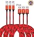 Jricoo 3pack 6ft Micro USB to USB Cable 2.0 6ft Nylon Braided Extremely Long USB Charging Cable for Android, Samsung Galaxy, HTC, Nokia, Huawei, Sony and Other Tablet Smartphone (Red and black)