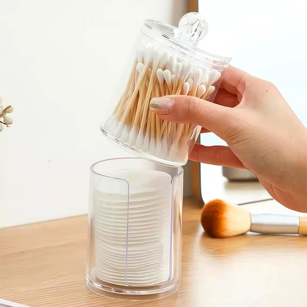 Photo 1 of 1PC Double - Layer Transparent Bathroom Storage Box for Cotton Balls & Swabs and Cosmetic Bathroom Accessories