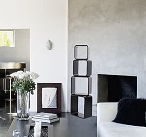 HOMCOM Estanteria Cubo de Pared 4 Piezas CD Estanteria Colgante