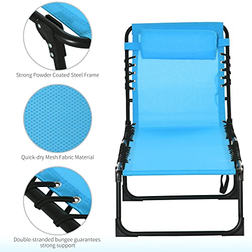 Outsunny Folding Chaise Lounge Pool Chairs, Outdoor Sun Tanning Chairs