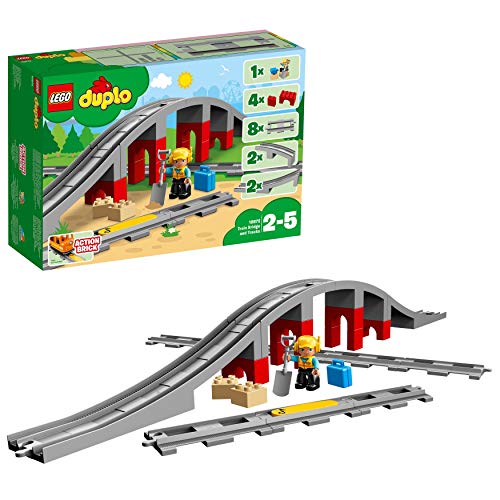 Lego Duplo 2er Set: 10872 Eisenbahnbrücke und Schienen + 10882 Eisenbahn Schienen – Bild 7