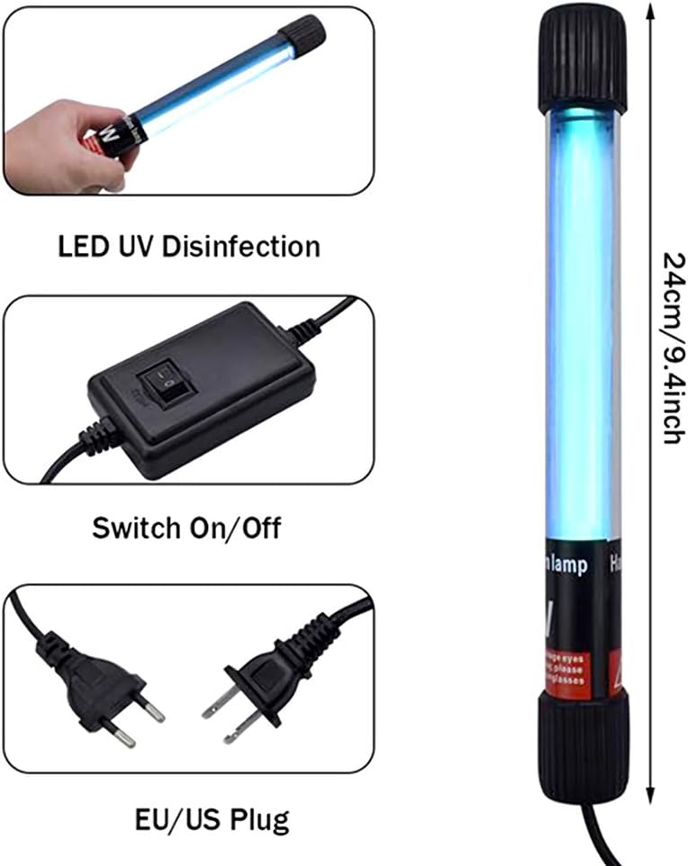 Portable 11W UV Wand, Handheld Waterproof UV Lamp Sterilizer for Hotel Household Wardrobe Toilet Car Kitchen Toys Pet Area, Travel Size Air Purifier
