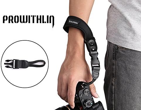 WITHLIN Universal Genunie Leather Camera Wrist Strap for Mirrorless Cameras, Pentax, Canon, Panasonic, Leica, Sony, Samsung,M4/3, NEX, Fujifilm, etc (Waist-ST1-black)