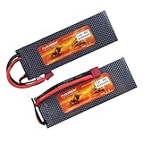 Floureon 2 Packs 7.4V 6200mAh 30C 2S Li-polymer Lipo Battery with Deans T Connector for RC Hobby, Airplane, Helicopter, Boat (5.47 x 1.85 x 1.02 Inch)