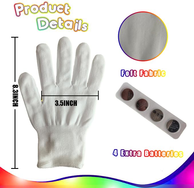 Kids Toys 12 Colors LED Gloves Cool Toys Gifts for Age 5-7 8-12 Years Old Boys Girls Stocking Stuffers Kids Teens Christmas Halloween Costumes Light Up Gloves Birthday Parties Gifts (1 Pair M)