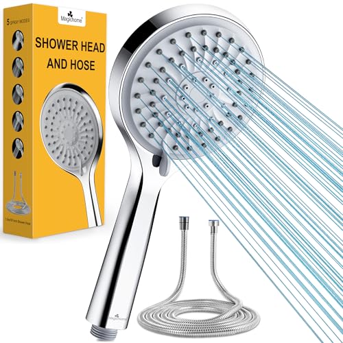 Magichome Large Powerful Shower Head with 1.5M Hose & 5 Spray Modes | Universal High Pressure Showerhead, Boosts Water Flow for Bathrooms, Easy Installation