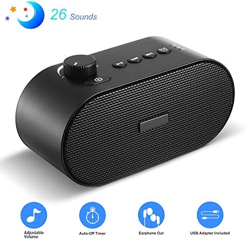 Sleep White Noise Machine 26 Soothing Natural Sounds Therapy for Baby Kids Adult, Portable Auto Off Timer Batteries or Adapter Charging Powered for Home Office Travel