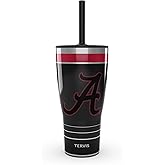 Tervis Traveler Alabama Crimson Tide - Night Game Triple Walled Insulated Tumbler Travel Cup Keeps Drinks Cold & Hot, 30oz with straw, Stainless Steel