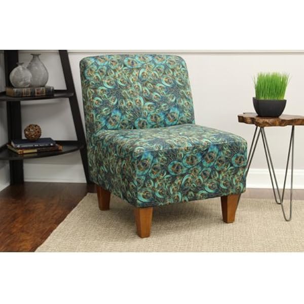 Amazon Com Mainstays Amanda Armless Accent Chair Peacock Animal Print Kitchen Dining