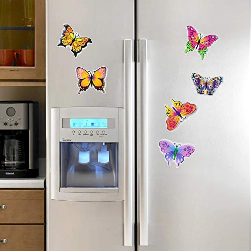 SUPCOOKI 6pcs Beautiful Glass Refrigerator Magnets Funny Fridge Stickers Magnet Fun Butterfly Home Decoration Funny for Office Cabinets Whiteboards Decorative Photo Abstract