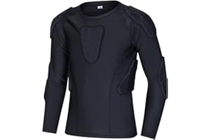 Blaward Youth Boys Padded Compression Shirt Short Sleeve/Long Sleeve Protective T Shirt for Football MMA Baseball Hockey