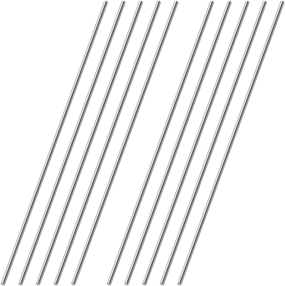OFFCUP 304 Stainless Steel Round Rods Set 10pcs 2mm-3mm x 300mm