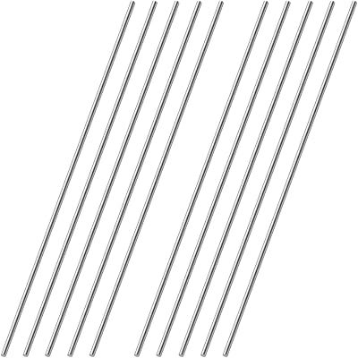 OFFCUP 304 Stainless Steel Round Rods Set 10pcs 2mm-3mm x 300mm