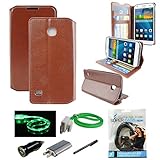 Huawei Union Case (Boost Virgin Mobile) Y538, Mstechcorp Slim Leather Luxury Flip Design Wallet Pouch Case - Includes Accessories (Fold Brown)