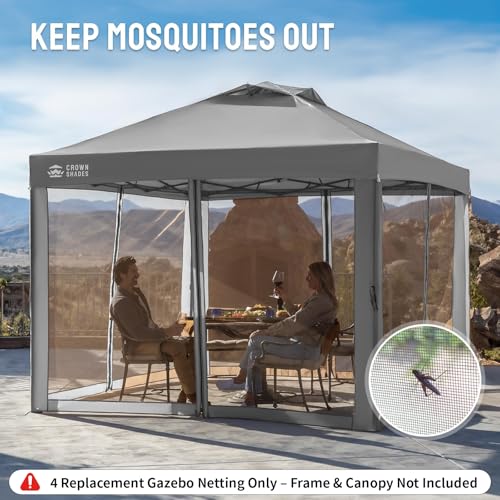 CROWN SHADES Gazebo Replacement Mosquito Netting, 10 x 10ft, Grey image 19
