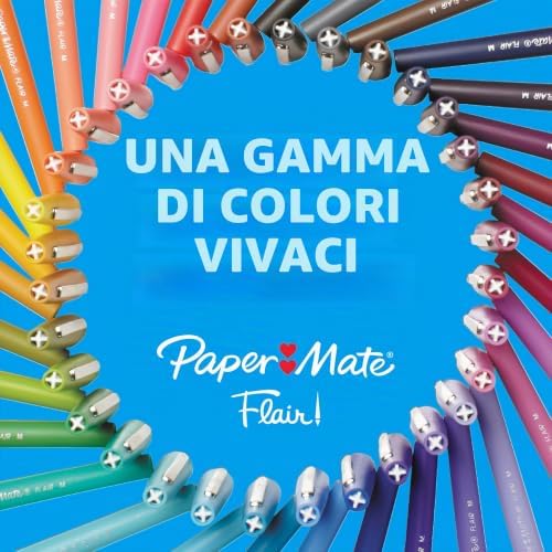 Flair - Penna con punta in feltro, misura media, colori assortiti Punta media Confezione da 5 Blu