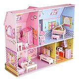 DIY 3D Puzzle,Dollhouse Kits with Furniture, Kids House 3D Jigsaw Puzzle Toys, Princess Castle Building DIY Game (92 Pieces)