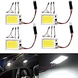 Everbright 4-Pack Super White COB 21-SMD LED Panel Dome Lamp Car Interior Reading Plate Light Roof Ceiling Interior Wired Lamp With 4× BA9S Adapter,4 × T10 Adapter,4 × Festoon Adapter (DC-12V)
