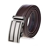 Vbiger Men's Leather Belt Sliding Buckle 35mm Ratchet Belt Black (42