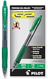 PILOT G2 Premium Refillable & Retractable Rolling Ball Gel Pens, Fine Point, Green Ink, 12 Count (31025)