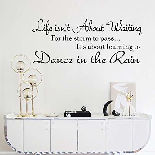 Decor Stick, coersd Life Isn't About Waiting Wall Stickers Quote Dancing in rain Wall Decal Words