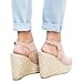 Syktkmx Womens Platform Wedge Sandals Suede Peep-Toe Strap Buckle Mid Heel Espadrille Shoes