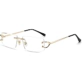 Heptagram Rimless Rectangle Sunglasses for Men Women Small Narrow Square Shades Frameless 70s 90s Eyewear Sun Glasses