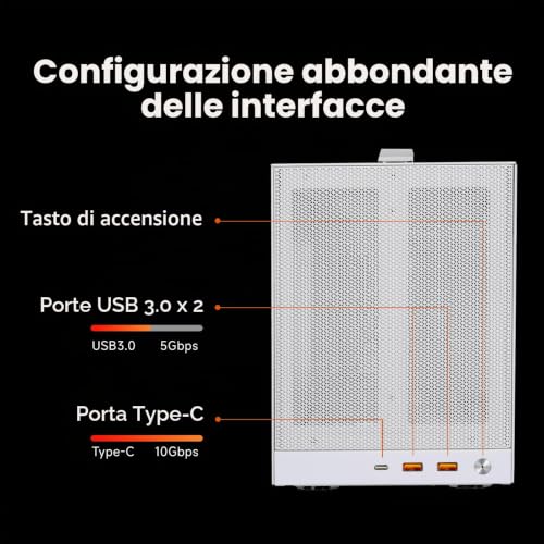 CPS K101 MESH GY, ITX PC Case Supports ITX Motherboard, PSU SFX, Maximum Height CPU Heatsink 68 mm, Compatible with 3 Slot Graphics Card Maximum Length 340 mm, Includes PCI-E 4.0 Cable, White