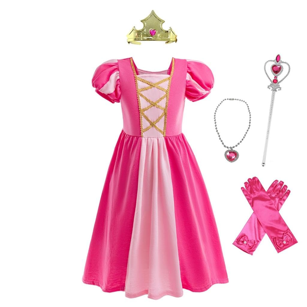 Lito Angels Princess Aurora Fancy Dress Up Clothes with Accessories for Kids Girls Age 2-3 Years, Hot Pink (Tag Number 90) — image 1