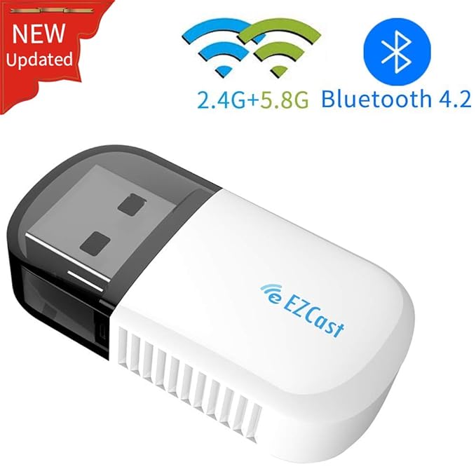 EZCAST WLAN Stick Mini WiFi USB Adapter Dual Band 2.4G/5.8G 600 Mbps Bluetooth 4.2 für PC Support Windows XP / 7/8 / 10 / Vis