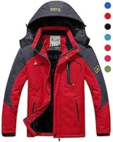 CIOR Men and Women Snow Jacket Windproof Waterproof Ski Jackets Winter Hooded Mountain Fleece Outwear,CCFY01-Red-2XL