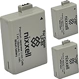 (3 Pack) Ultra High Capacity Nixxell Battery for Canon LP-E5 LC-E5 LPE5 for Canon EOS Rebel XS, Kiss F, Kiss X2, Kiss X3, EOS Rebel XSi, EOS Rebel T1i, EOS Rebel 450DM, EOS Rebel 500D, Rebel 1000D