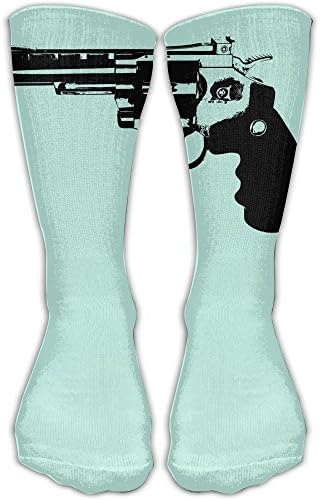 Cool Black White Gun Pattern Fashion Breathable Quick Dry 30cm Socks Unisex