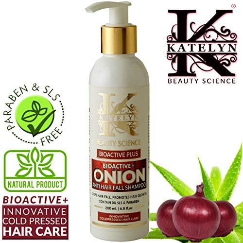 Katelyn BioActive+ Onion Shampoo With Caffeine & Curry Leaf 200ml | Innovative Cold Pressed Hair Care | Anti Hair Fall | Anti Dandruff Daily Care Shampoo