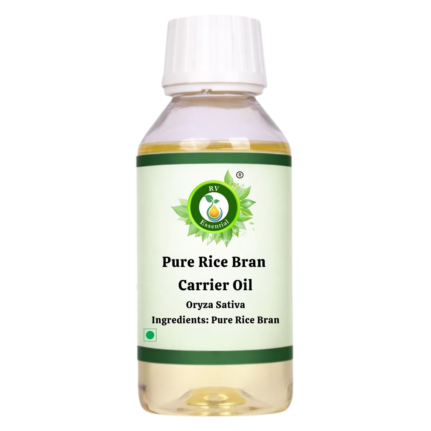 R V Essential Pure Rice Bran Carrier Oil 100ml (3.38oz)- Oryza Sativa (100% Pure and Natural Cold Pressed)