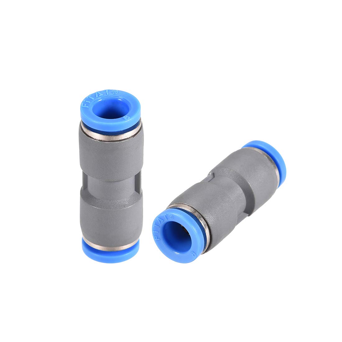 sourcing map Straight Push Connectors 8mm Quick Release Pneumatic Connector Plastic Union Pipe Tube Fitting Grey 2Pcs