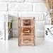 Rose Gold Acrylic Vanity Organizer Makeup Organizer Storage Drawers, Desk Small Vanity Organizer, Qtip Holder Paper Clip Holder 3 Drawers - Moosy Life