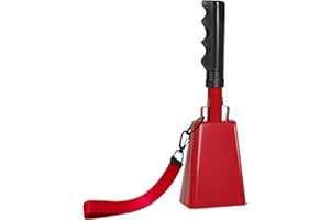 Hordolry 10inch Metal Cowbells with Handle, 1Pcs Cow Bells with Wrist Strap for Sporting Events, Football Games,Party, Concert, Graduations, Farm Ranch, Red