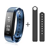 Diggro ID115HR Smart Bracelet Heart Rate Bluetooth 4.0 Sports Pedometer Calorie IP67 Waterproof Sleep Monitor Call/SMS Reminder Sedentary Reminder for Android IOS (Blue)