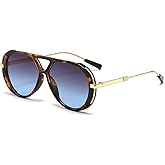 mincl Oversized Pilot Sunglasses for Women Men Trendy,Large Big Double beam Designer Fashion Vintage Shades Retro Sun Glasses