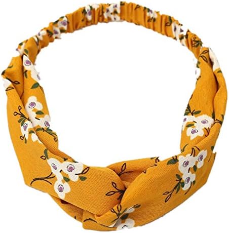 Boho Floral Twist Knot Headband Elastic Wrap Turban Hair Band for Women Teens Yoga Sports