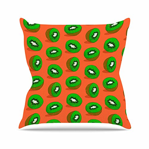 KESS InHouse Evgenia "Kiwifruit" Orange Green Outdoor Throw Pillow, 16" x 16"