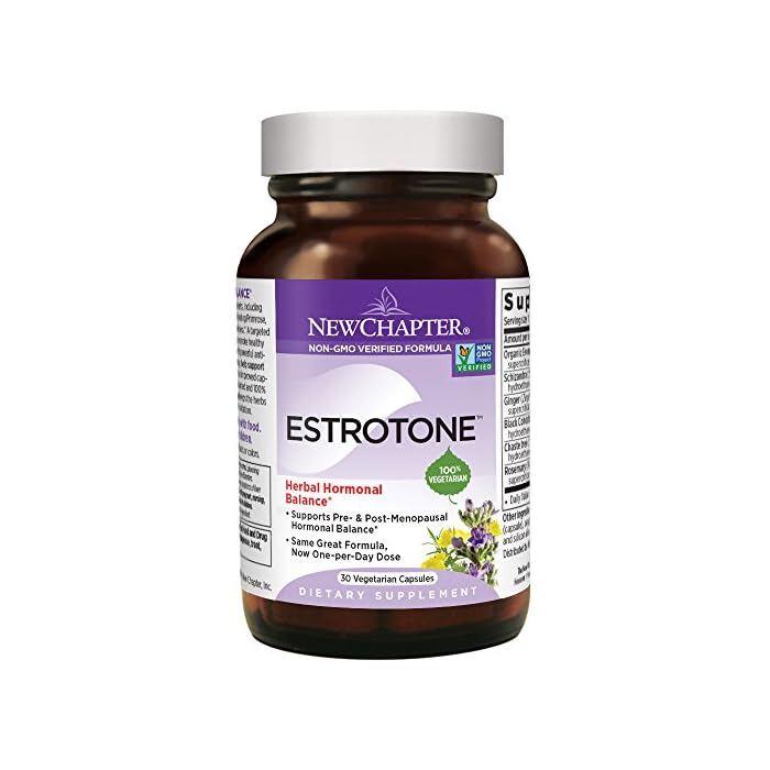 New Chapter Menopause Supplement, Estrotone with Evening Primrose Oil + Black Cohosh for Hormone Health Vegetarian…