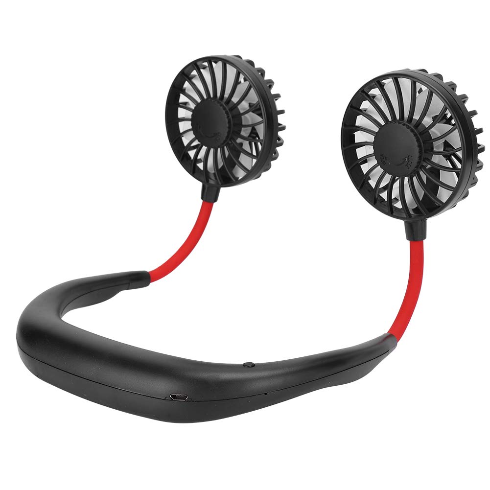 Portable Hanging Neck Fan, Mini Face Fan, Sports Hands Free Wearable Sports Cooling Fan, USB Rechargeable, 3 Speeds Adjustable, for Hiking Office Outdoor(Black)