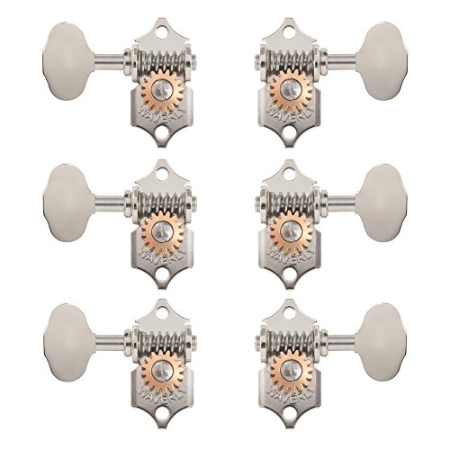 Waverly Guitar Tuners with Butterbean Knobs for Slotted Pegheads, Nickel, 3L/3R